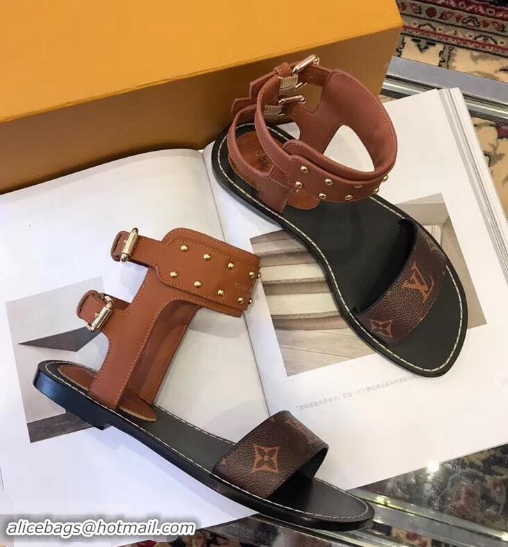 Buy Top Quality Louis Vuitton Nomad Flat Sandals LV93305 Brown 2019