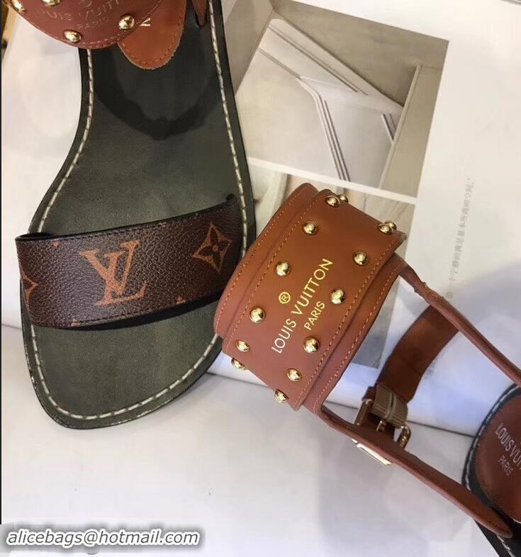 Buy Top Quality Louis Vuitton Nomad Flat Sandals LV93305 Brown 2019