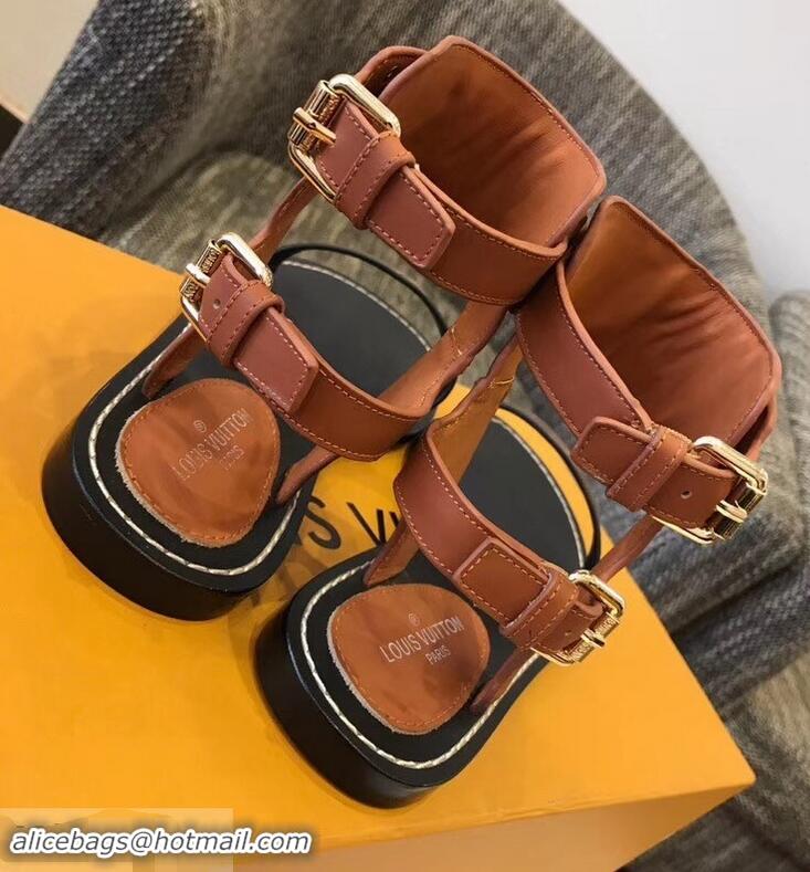 Buy Top Quality Louis Vuitton Nomad Flat Sandals LV93305 Brown 2019