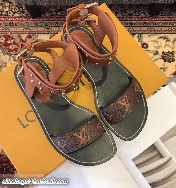 Buy Top Quality Louis Vuitton Nomad Flat Sandals LV93305 Brown 2019