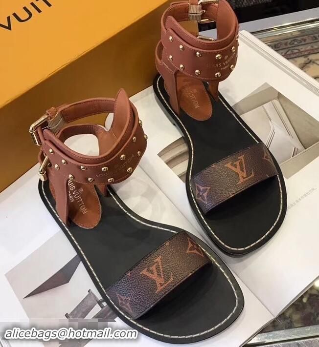 Buy Top Quality Louis Vuitton Nomad Flat Sandals LV93305 Brown 2019