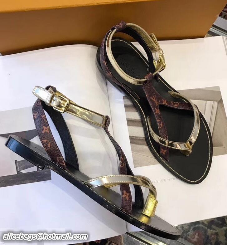 Reasonable Price Louis Vuitton City Break Flat Sandals LV93307 Light Gold 2019