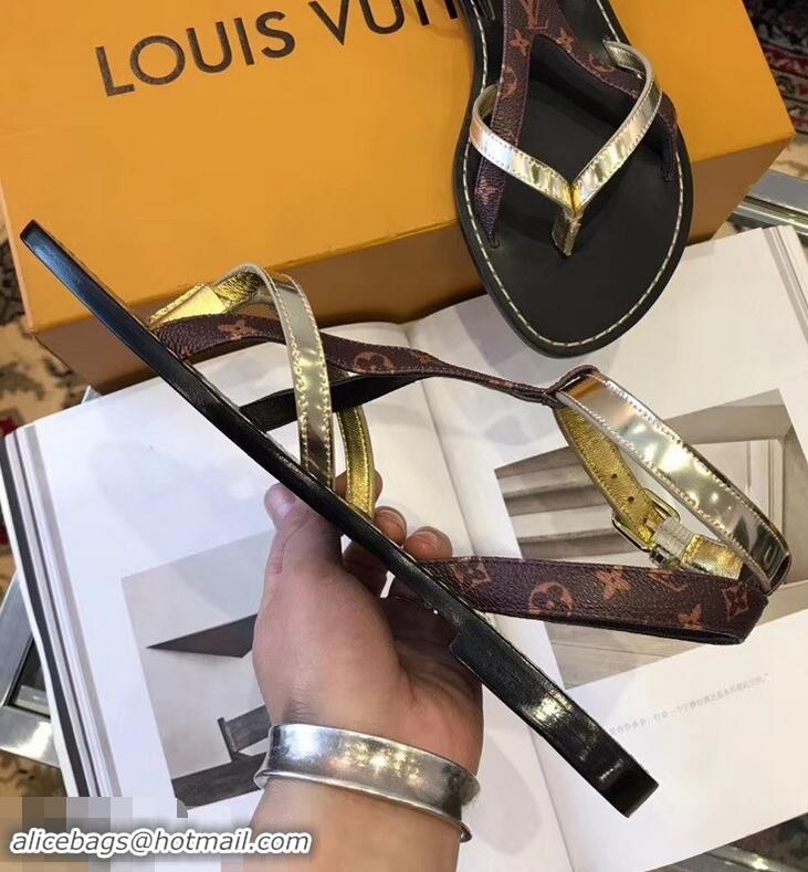 Reasonable Price Louis Vuitton City Break Flat Sandals LV93307 Light Gold 2019