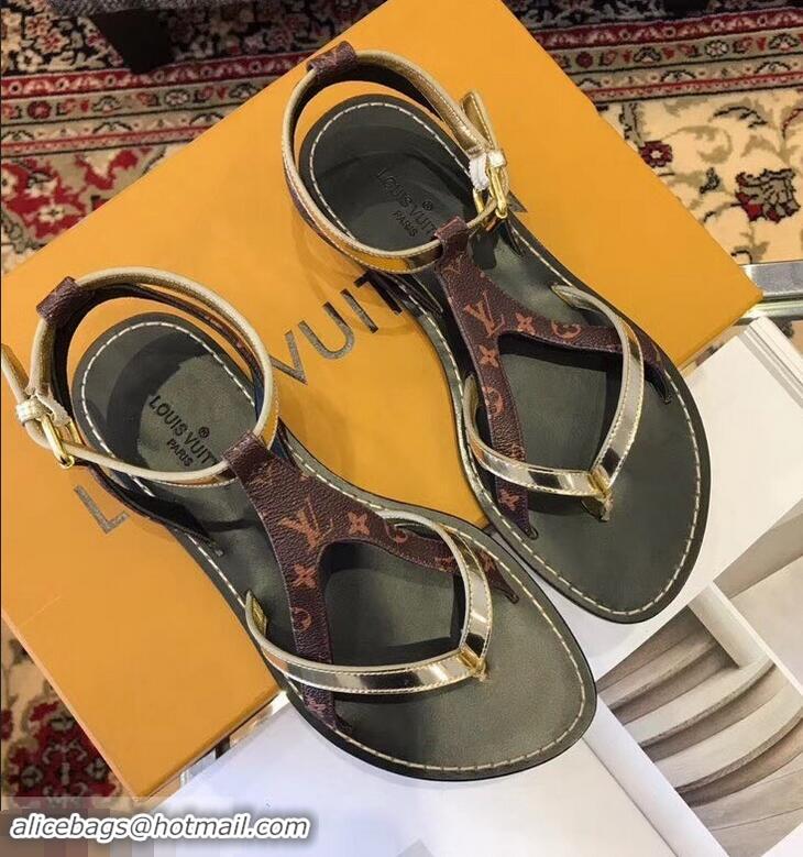 Reasonable Price Louis Vuitton City Break Flat Sandals LV93307 Light Gold 2019