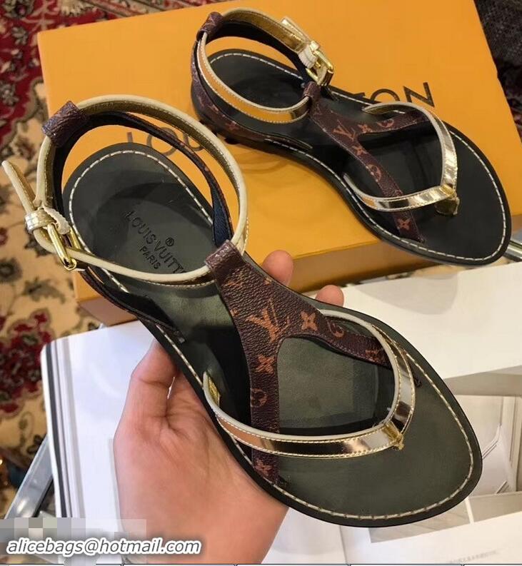 Reasonable Price Louis Vuitton City Break Flat Sandals LV93307 Light Gold 2019