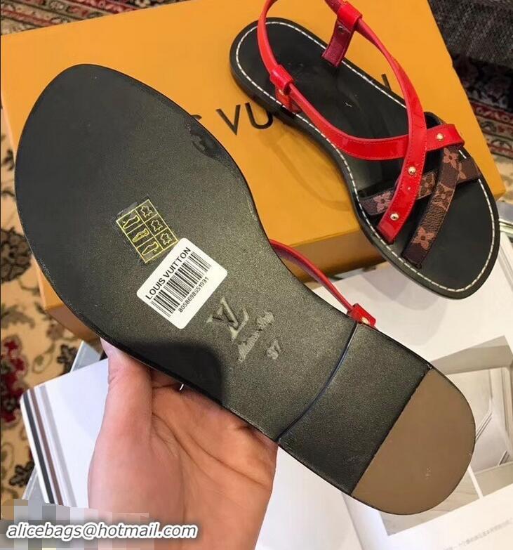 Shop Promotional Louis Vuitton Carimbo Flat Sandals LV93309 Red 2019