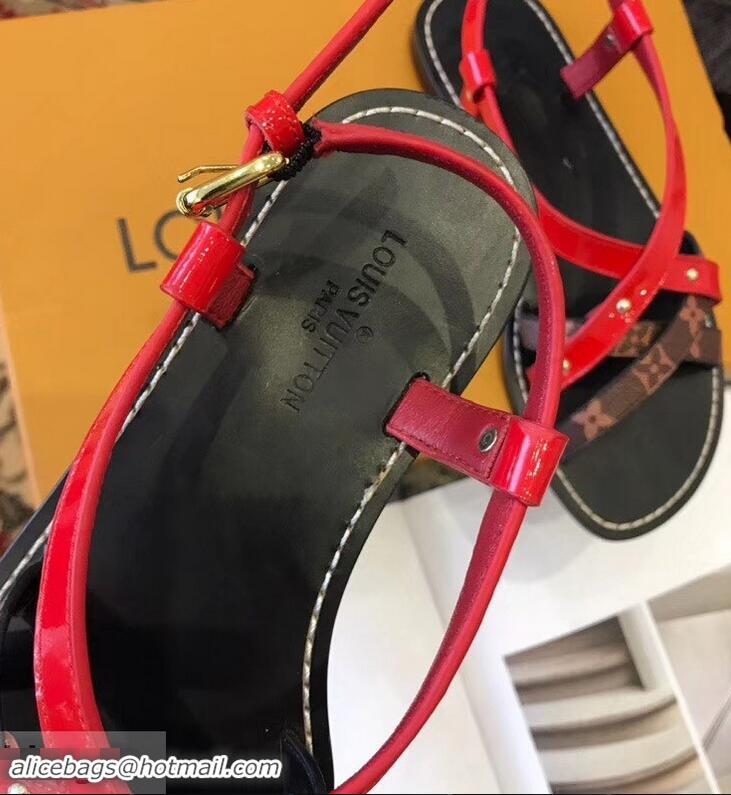 Shop Promotional Louis Vuitton Carimbo Flat Sandals LV93309 Red 2019