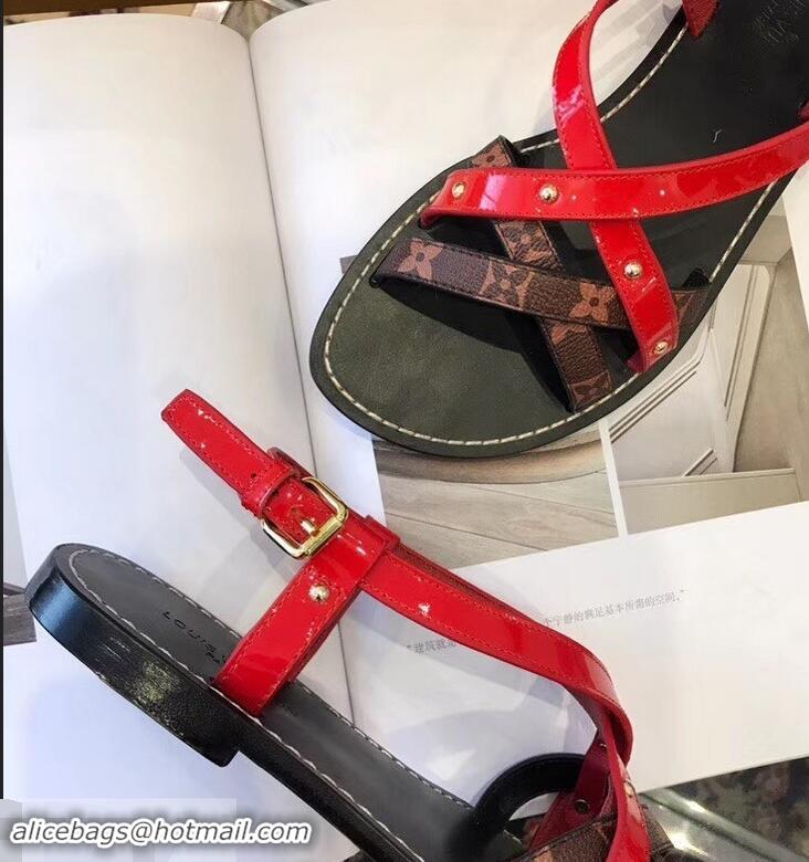 Shop Promotional Louis Vuitton Carimbo Flat Sandals LV93309 Red 2019