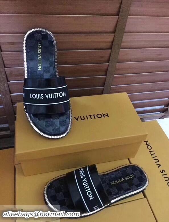 Best Discount Louis Vuitton Damier Graphite Men's Slides LV93002