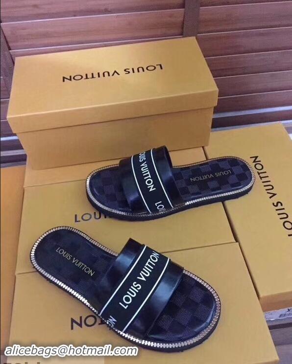 Best Discount Louis Vuitton Damier Graphite Men's Slides LV93002