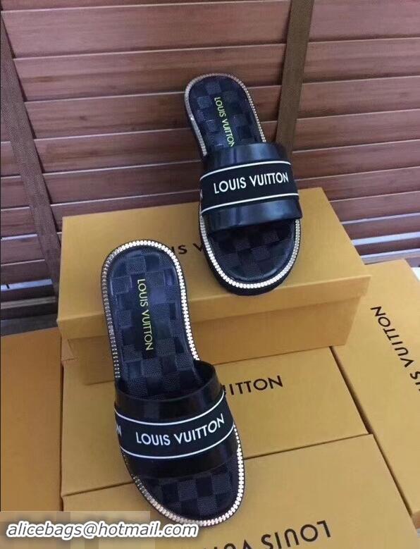 Best Discount Louis Vuitton Damier Graphite Men's Slides LV93002