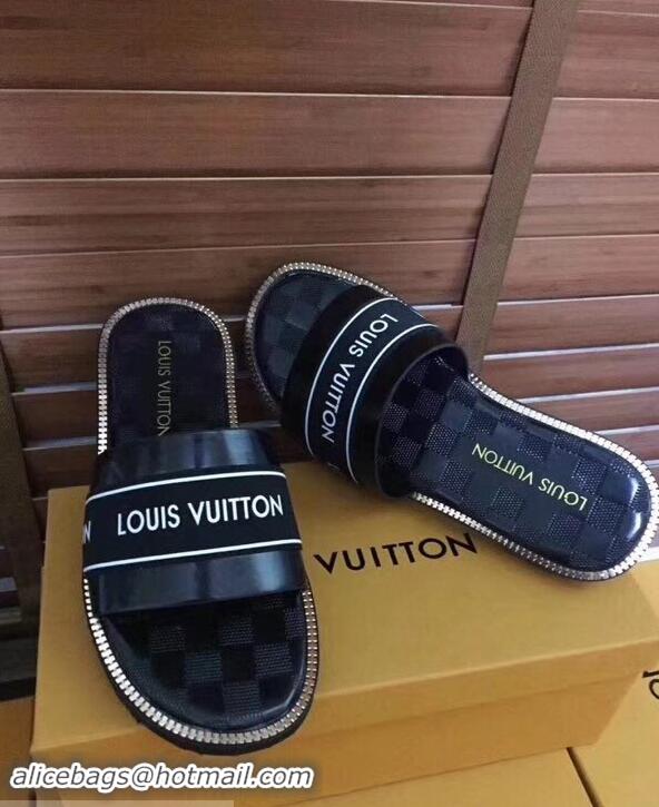 Best Discount Louis Vuitton Damier Graphite Men's Slides LV93002