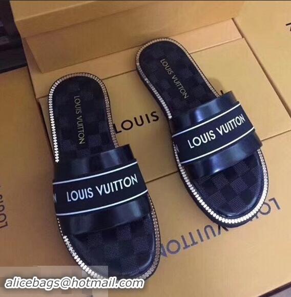 Best Discount Louis Vuitton Damier Graphite Men's Slides LV93002