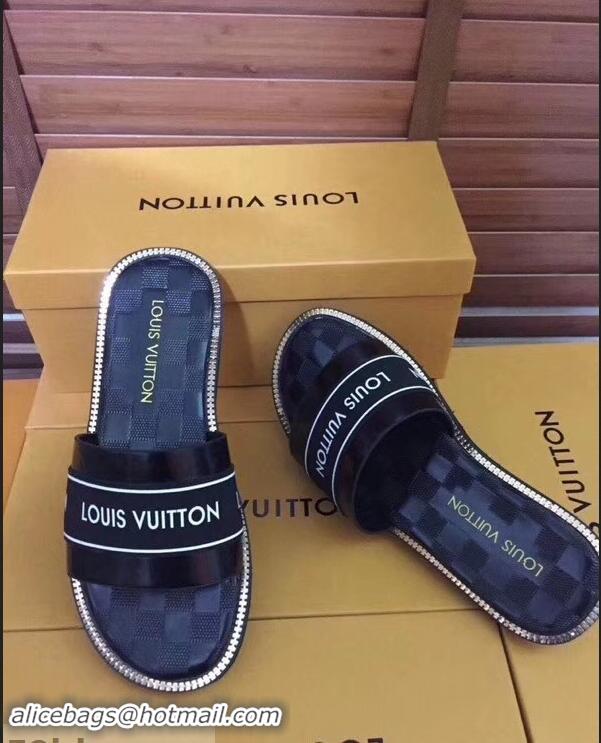 Best Discount Louis Vuitton Damier Graphite Men's Slides LV93002