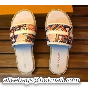 Super Quality Louis Vuitton Stickers Men's Slides LV93003 White