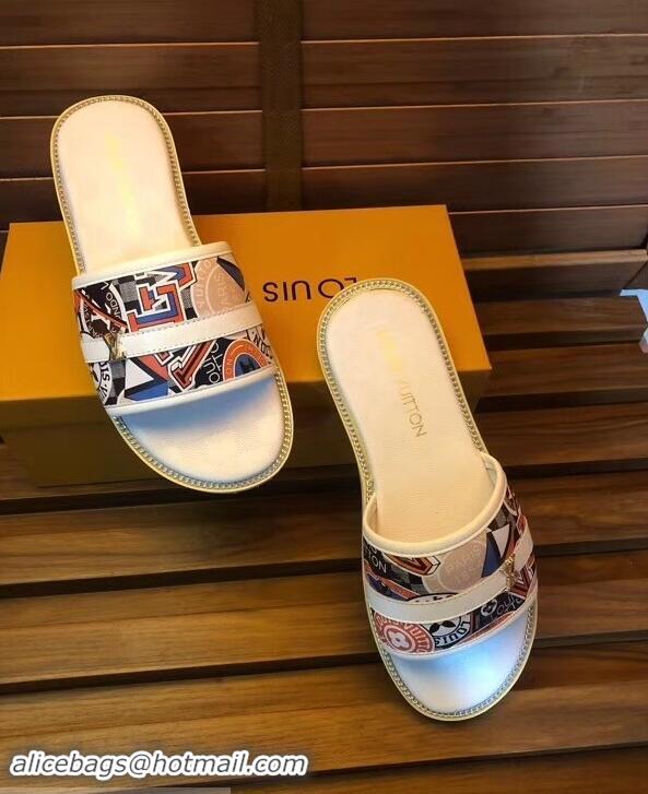 Super Quality Louis Vuitton Stickers Men's Slides LV93003 White