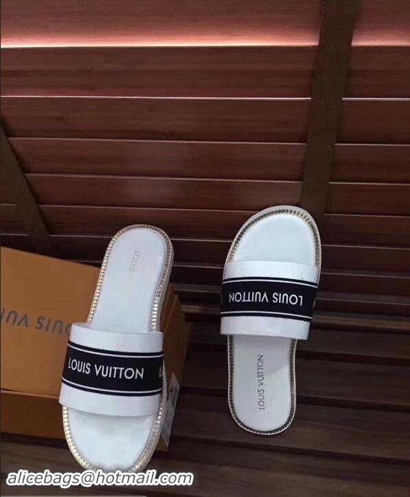 Free Shipping Promotional Louis Vuitton LV93007 White Men's Slides