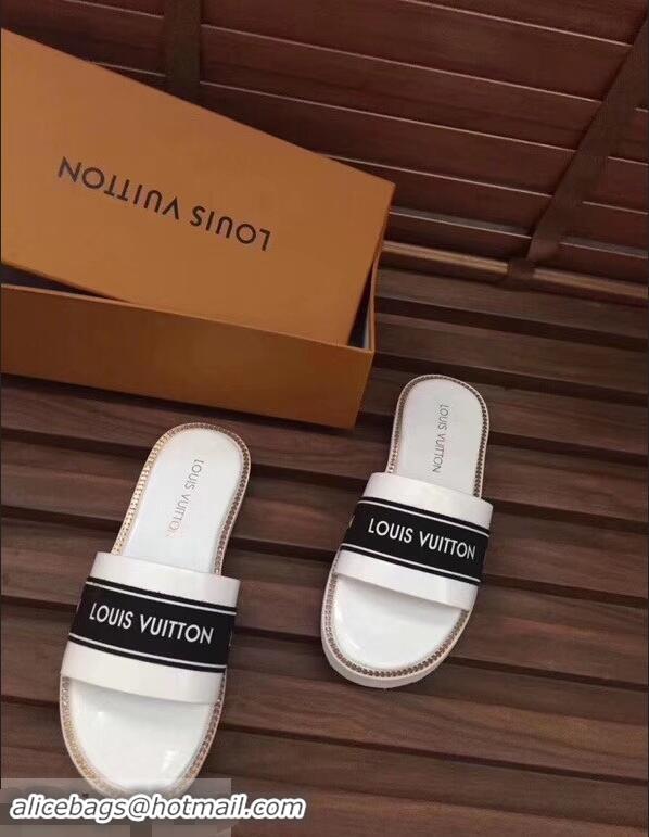 Free Shipping Promotional Louis Vuitton LV93007 White Men's Slides