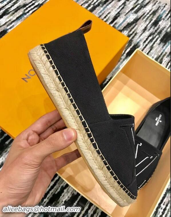 Low Price Louis Vuitton Seashore Flat Espadrilles LV94809 Black 2019