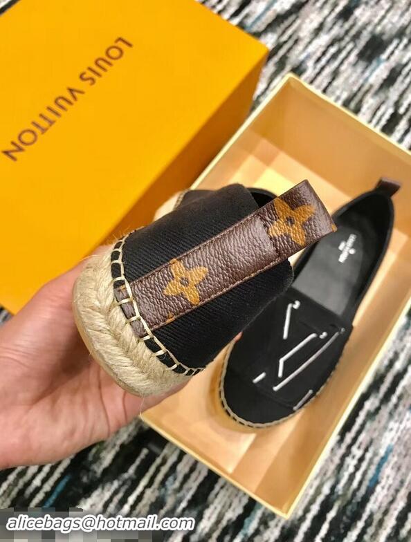 Low Price Louis Vuitton Seashore Flat Espadrilles LV94809 Black 2019