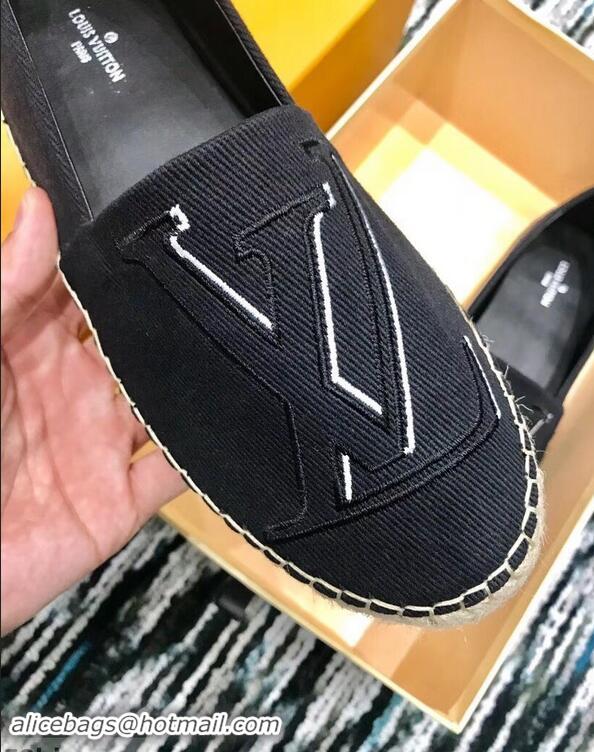 Low Price Louis Vuitton Seashore Flat Espadrilles LV94809 Black 2019