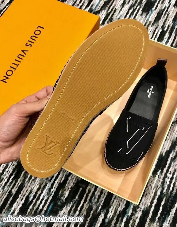 Low Price Louis Vuitton Seashore Flat Espadrilles LV94809 Black 2019