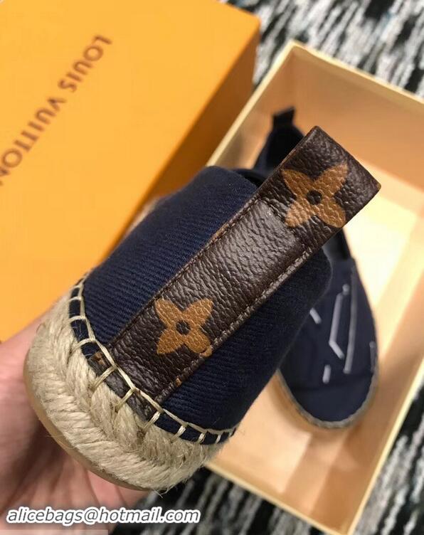 New Style Louis Vuitton Seashore Flat Espadrilles LV94809 Dark Blue 2019