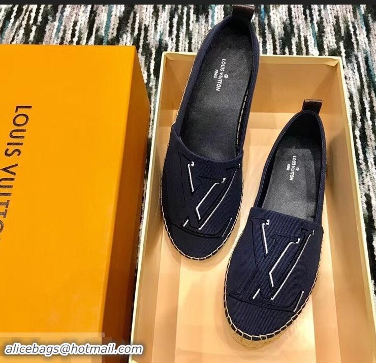 New Style Louis Vuitton Seashore Flat Espadrilles LV94809 Dark Blue 2019