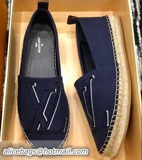 New Style Louis Vuitton Seashore Flat Espadrilles LV94809 Dark Blue 2019