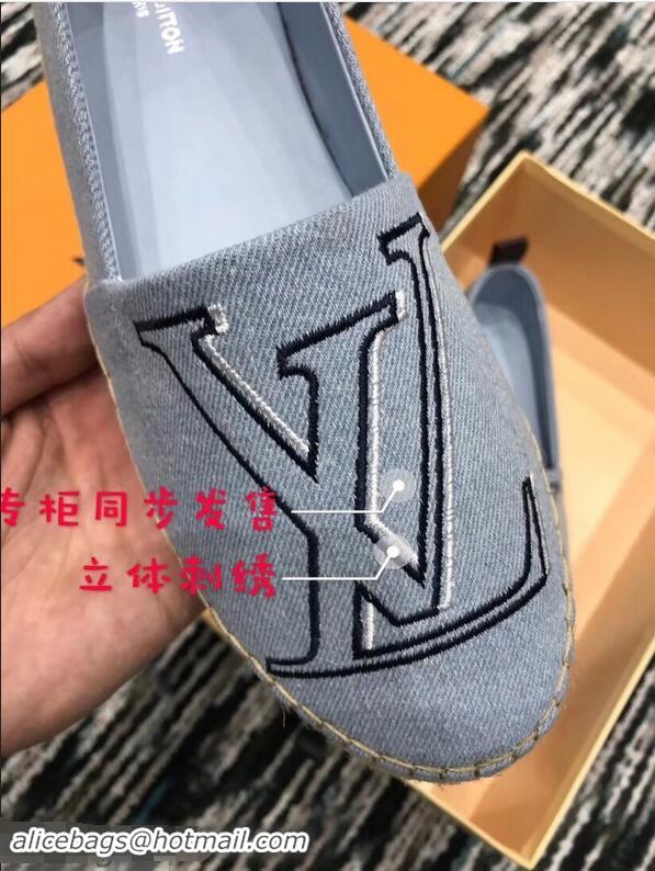 Top Quality Louis Vuitton Seashore Flat Espadrilles LV94809 Bleu Jeans 2019