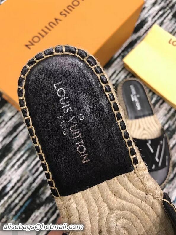 Promotional Louis Vuitton Seashore Flat Slippers Espadrilles LV94813 Black 2019