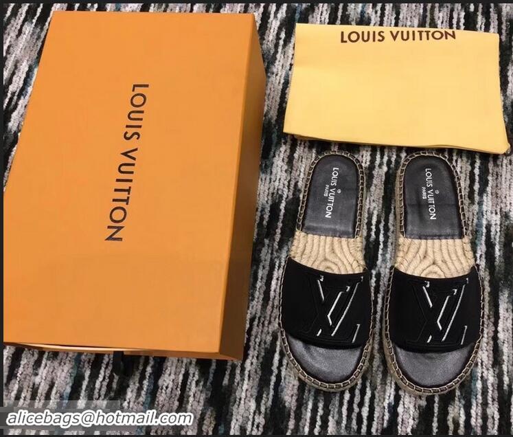 Promotional Louis Vuitton Seashore Flat Slippers Espadrilles LV94813 Black 2019