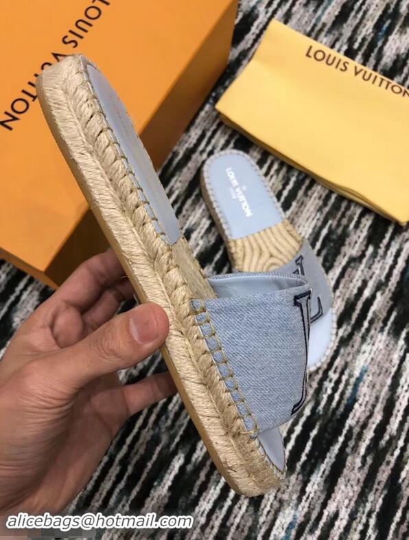 Promotion Louis Vuitton Seashore Flat Slippers Espadrilles LV94813 Bleu Jeans 2019