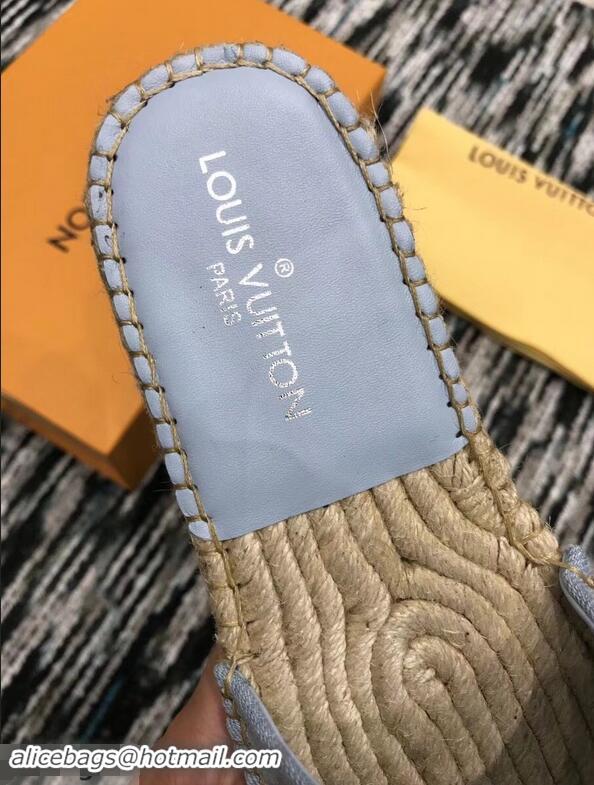 Promotion Louis Vuitton Seashore Flat Slippers Espadrilles LV94813 Bleu Jeans 2019