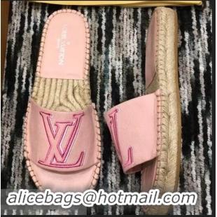 Fake Louis Vuitton Seashore Flat Slippers Espadrilles LV94813 Rose Clair 2019