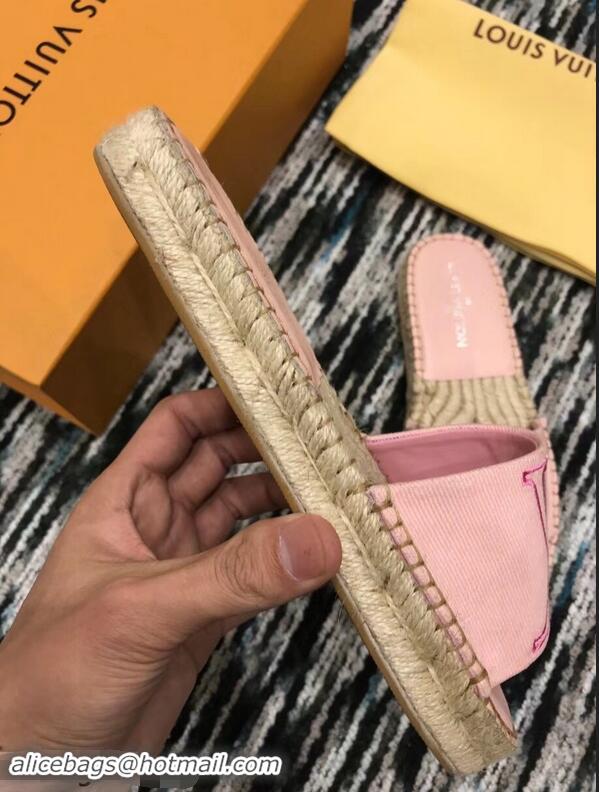 Fake Louis Vuitton Seashore Flat Slippers Espadrilles LV94813 Rose Clair 2019