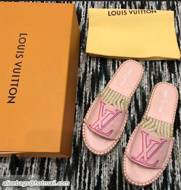 Fake Louis Vuitton Seashore Flat Slippers Espadrilles LV94813 Rose Clair 2019