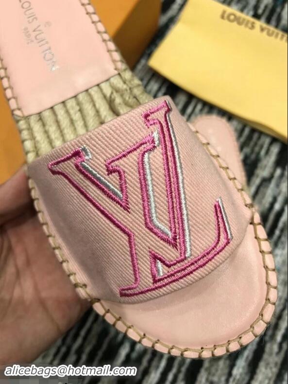 Fake Louis Vuitton Seashore Flat Slippers Espadrilles LV94813 Rose Clair 2019