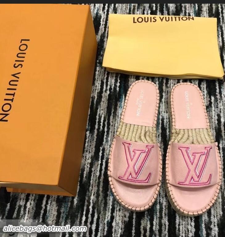 Fake Louis Vuitton Seashore Flat Slippers Espadrilles LV94813 Rose Clair 2019