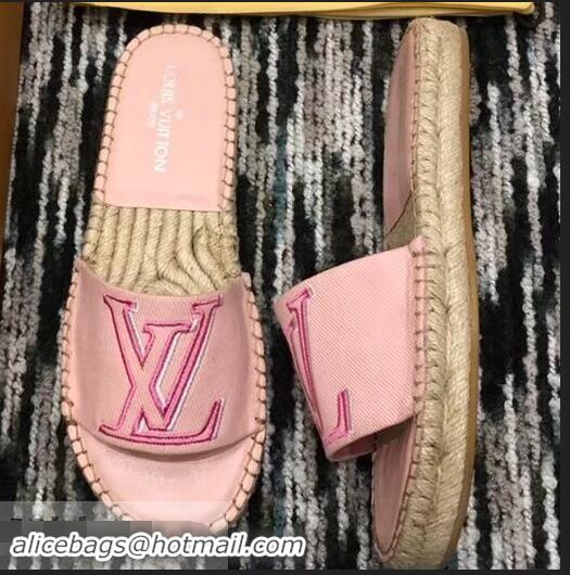 Fake Louis Vuitton Seashore Flat Slippers Espadrilles LV94813 Rose Clair 2019