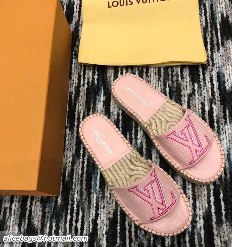 Fake Louis Vuitton Seashore Flat Slippers Espadrilles LV94813 Rose Clair 2019