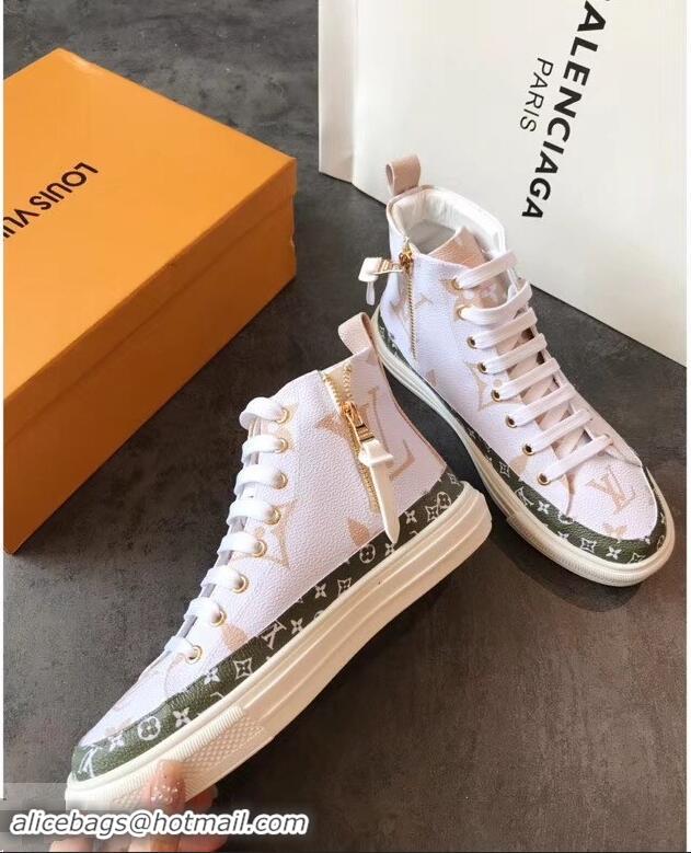 Cheapest Louis Vuitton Stellar Sneakers Boots LV94336 White/Green Summer 2019