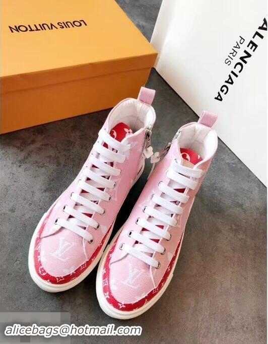 Shop Cheap Louis Vuitton Stellar Sneakers Boots LV94336 Pink/Red Summer 2019