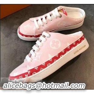 Newest Louis Vuitton Frontrow Open-back Sneakers LV94340 Pink/Red Summer 2019