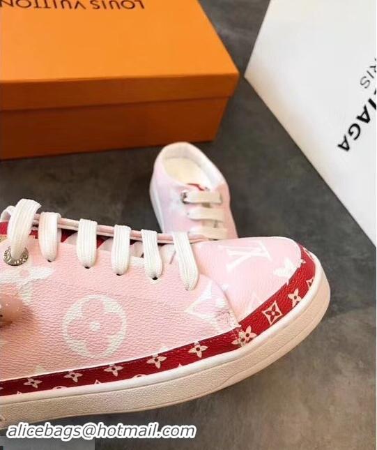 Newest Louis Vuitton Frontrow Open-back Sneakers LV94340 Pink/Red Summer 2019