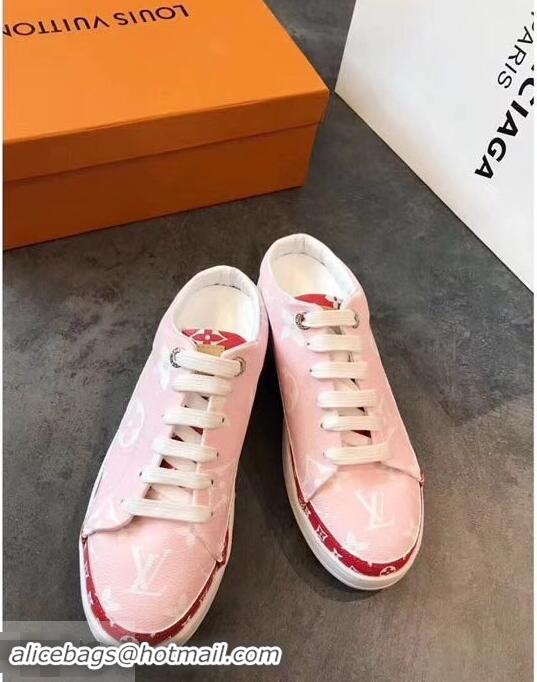 Newest Louis Vuitton Frontrow Open-back Sneakers LV94340 Pink/Red Summer 2019