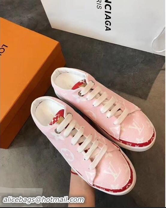 Newest Louis Vuitton Frontrow Open-back Sneakers LV94340 Pink/Red Summer 2019