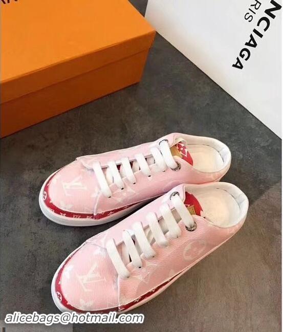 Newest Louis Vuitton Frontrow Open-back Sneakers LV94340 Pink/Red Summer 2019