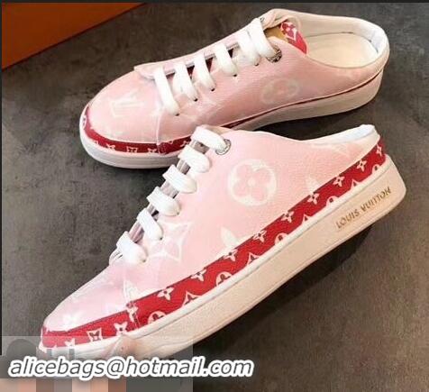 Newest Louis Vuitton Frontrow Open-back Sneakers LV94340 Pink/Red Summer 2019