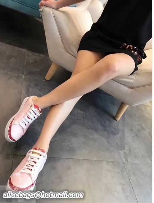 Newest Louis Vuitton Frontrow Open-back Sneakers LV94340 Pink/Red Summer 2019